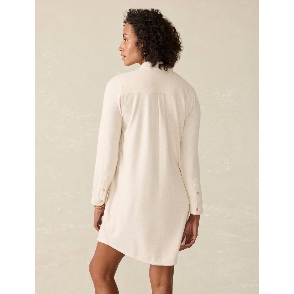Faherty Womens Legend Sweater Shirt Dress Off White Heather Long Sleeve Size M - Picture 2 of 14